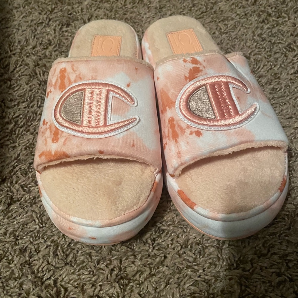 Champion Kids' Pink and Cream Slide Sandals